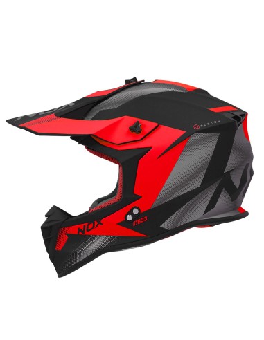 NOX KASK CROSS / OFFROAD N633 FUSION KOLOR CZARNY MAT/CZERWONY ROZMIAR M (ZAPIĘCIE MIKROMETRYCZNE)