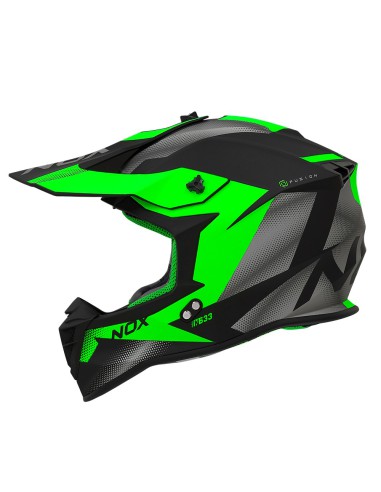 NOX KASK CROSS / OFFROAD N633 FUSION KOLOR CZARNY MAT/ZIELONY ROZMIAR M (ZAPIĘCIE MIKROMETRYCZNE)