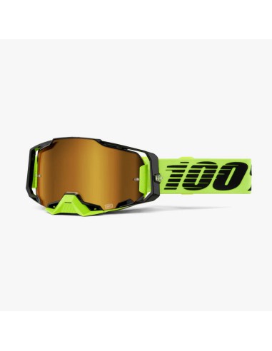 100 PROCENT GOGLE MODEL ARMEGA NEON YELLOW - MIRROR GOLD LENS - KOLOR ŻÓŁTY FLUO/CZARNY SZYBA ZŁOTE LUSTRO