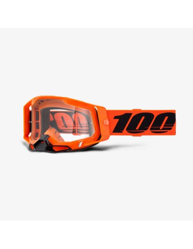 WYPRZEDAŻ 100 PROCENT GOGLE MODEL RACECRAFT 2 NEON ORANGE - CLEAR LENS KOLOR POMARAŃCZOWY/CZARNY SZYBA PRZEŹROCZYSTA