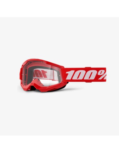 100 PROCENT GOGLE MODEL STRATA 2 YOUTH JUNIOR RED - CLEAR LENS - KOLOR CZERWONY/BIAŁY SZYBA PRZEŹROCZYSTA