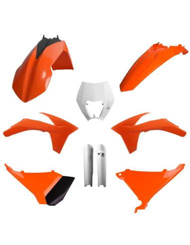 POLISPORT KOMPLET PLASTIKÓW (FULL KIT) KTM EXC/EXC-F '12-'13 W ZESTAWIE TABLICA PRZEDNIA (8666700002) I OSŁONY AMORTYZARORÓW