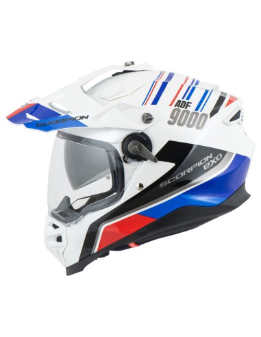 SCORPION KASK DUAL ENDURO / ADVENTURE ADF-9000 AIR DESERT WHITE/BLUE/RED KOLOR BIAŁY/NIEBIESKI/CZERWONY ROZMIAR M