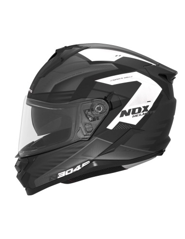 NOX KASK INTEGRALNY (FULL FACE) Z BLENDĄ N304S CARVER KOLOR CZARNY/BIAŁY MAT ROZMIAR M