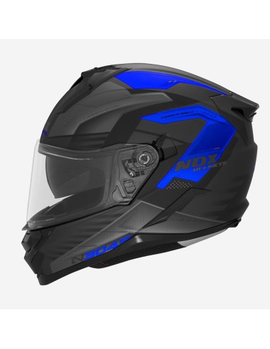 NOX KASK INTEGRALNY (FULL FACE) Z BLENDĄ N304S CARVER KOLOR CZARNY/NIEBIESKI MAT ROZMIAR M