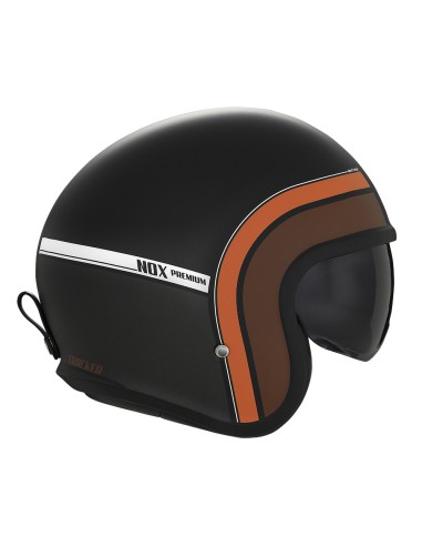 NOX PREMIUM KASK OTWARTY JET NEXT TRAKER KOLOR CZARNY/RDZAWY ROZMIAR XL (CIEMNA BLENDA)