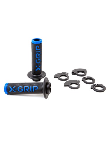 X-GRIP MANETKI BRAAAAP GRIPS LOCK-ON-GRIP BLUE OPEN END (Z OTWOREM) KOLOR NIEBIESKI Z ADAPTERAMI ROLGAZU