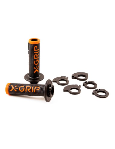 X-GRIP MANETKI BRAAAAP GRIPS LOCK-ON-GRIP ORANGE OPEN END (Z OTWOREM) KOLOR POMARAŃCZOWY Z ADAPTERAMI ROLGAZU