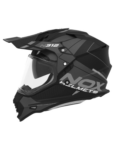 NOX KASK OFFROAD / TRAIL DUOSPORT (DUAL) N312 DRONE Z SZYBKĄ I BLENDĄ KOLOR CZARNY/TYTANOWY MAT MAT ROZMIAR M