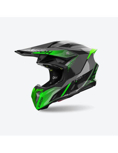 AIROH KASK CROSS / ENDURO / ATV / QUAD TWIST 3 SHARD GREEN GLOSS KOLOR ZIELONY FLUOCZARNY/SZARY ROZMIAR L