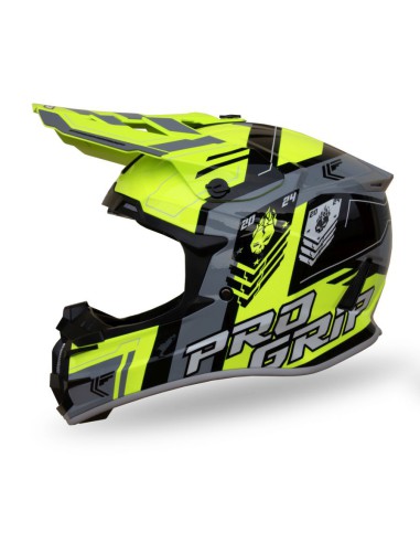 PROGRIP 2024/06 KASK CROSS PG3080 SPIRITS KOLOR ŻÓŁTY FLUO CZARNY SZARY ROZM. XL (380-347) ( HOMOLOGACJA ECE 22R06, ZAPIĘCIE DD