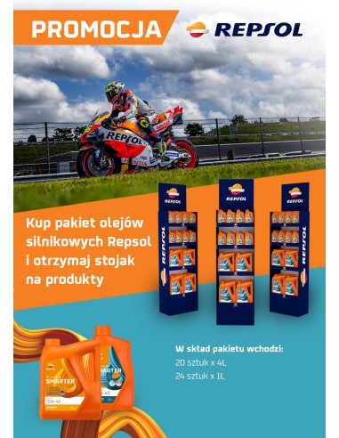 REPSOL PAKIET OLEJÓW SILNIKOWYCH ZE STOJAKIEM