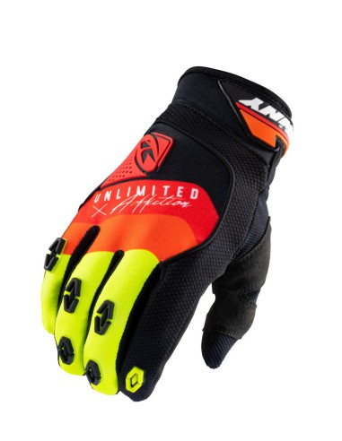 KENNY RACING RĘKAWICE CROSS/ENDURO MODEL SAFETY BLACK/RED/ORANGE KOLOR CZARNY/CZERWONY/ŻÓŁTY FLUO ROZMIAR M