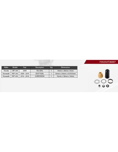 SHOWA 2024/07 ZESTAW NAPRAWCZY AMORTYZATORA TYLNEGO HONDA CRF 250 '09, KAWASAKI KXF 250 '09-'19, KXF 450 '16-'18, (SERVICE KIT)