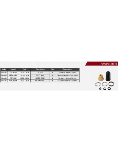 SHOWA 2024/07 ZESTAW NAPRAWCZY AMORTYZATORA TYLNEGO HONDA CRF 450 R '21-'24, CRF 450 RX '21-'24, CRF 250 R '22-'24, CRF 250 RX