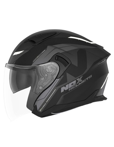 NOX KASK OTWARTY JET Z BLENDĄ N130 KLINT KOLOR CZARNY/SZARY/BIAŁY MAT ROZMIAR XS