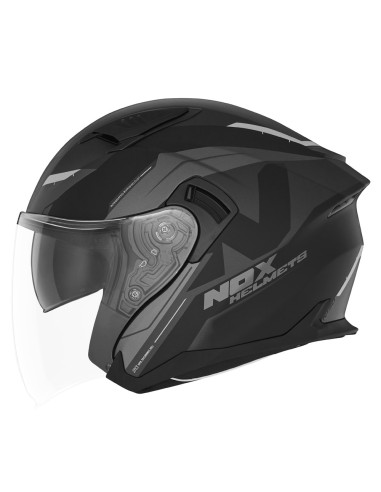 NOX KASK OTWARTY JET Z BLENDĄ N130 KLINT KOLOR CZARNY/SZARY/TYTANOWY MAT ROZMIAR S