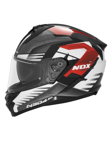 NOX KASK INTEGRALNY (FULL FACE) Z BLENDĄ N304S CARVER KOLOR CZARNY/BIAŁY/CZERWONY ROZMIAR S