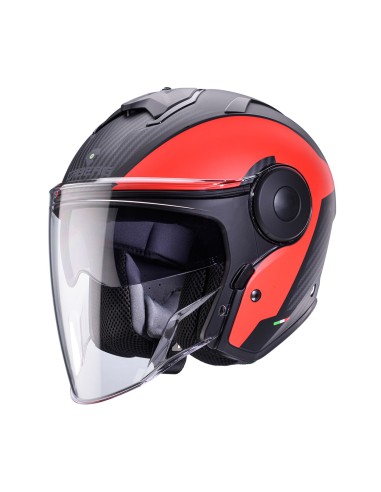 CABERG KASK OTWARTY JET Z BLENDĄ MODEL SOHO MILANO KOLOR CZERWONY/CZARNY MAT ROZMIAR XL