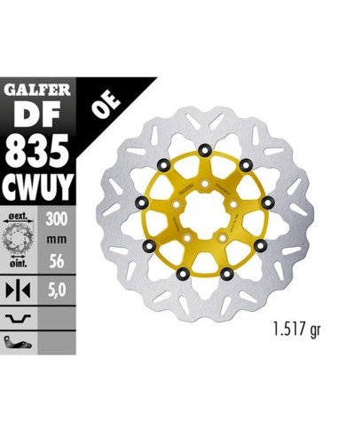 GALFER TARCZA HAMULCOWA PRZÓD HARLEY-DAVIDSON (300X56X5) PŁYWAJĄCA KOLOR ZŁOTY