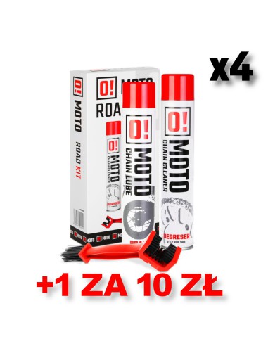 OMOTO ZESTAW 4+1 DO CZYSZCZENIA I SMAROWANIA ŁAŃCUCHA ROAD O! CHAIN CARE AND PROTECTION 2+1 ZESTAW Z SZCZOTKĄ (2 X 750ML)