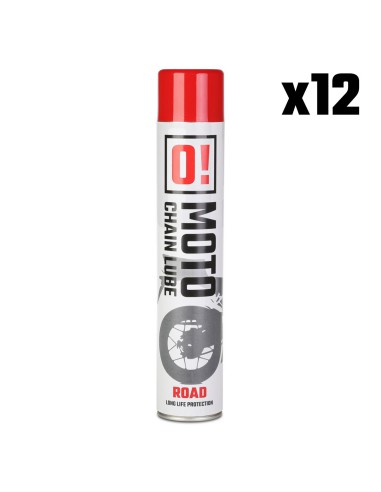 OMOTO ZESTAW 12 SZTUK SPRAY SMAR DO ŁAŃCUCHA 750ML ROAD O! CHAIN LUBE (O!MOTO) (OLE-006) (PAKIET 12 SZTUK)