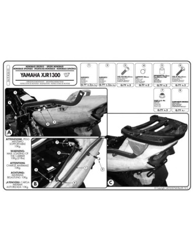 KAPPA STELAŻ KUFRA CENTRALNEGO YAMAHA XJR 1300 (07-14) ( BEZ PŁYTY )