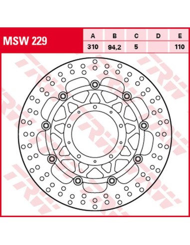 TRW LUCAS ZF TARCZA HAMULCOWA PRZÓD HONDA VFR 800F '14-, VFR 800X CROSSRUNNER '15-, (310X94X5MM)