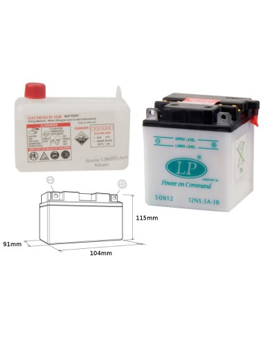 LANDPORT AKUMULATOR 12N5,5A-3B (MD 12N5,5A-3B) 12V 5,5AH 105X91X115 OBSŁUGOWY - ELEKTROLIT OSOBNO (4) UE2019/1148