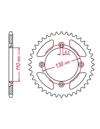 GROSSKOPF PROMOCJA ZĘBATKA TYLNA ALUMINIOWA T7075 (ERGAL) KOLOR CZARNY 249 56 HONDA CR 80/85 '96-'07 (JTR217.56) (ŁAŃC. 428)