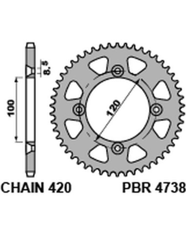 PBR ZĘBATKA TYLNA 4686 38 HONDA CBR 250R '11-'13, CBR 300R '14-'16