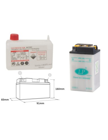 LANDPORT AKUMULATOR B49-6 (MD B49-6) 6V 8AH 91X83X161 OBSŁUGOWY - ELEKTROLIT OSOBNO (4) UE2019/1148