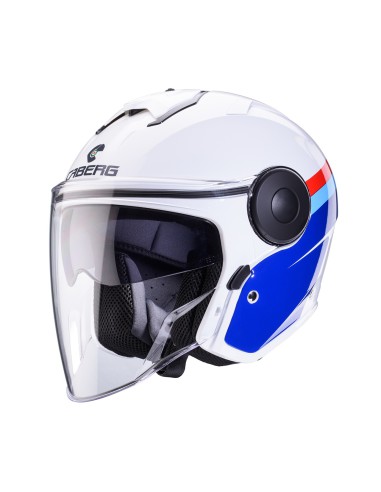 CABERG KASK OTWARTY JET Z BLENDĄ MODEL SOHO ZEPHYR KOLOR BIAŁY/NIEBIESKI/CZERWONY ROZMIAR S