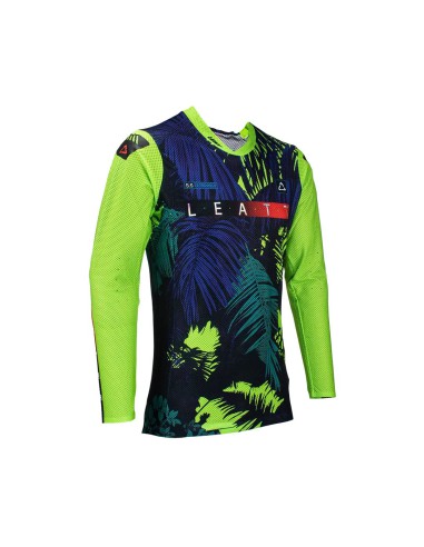 LEATT NOWOŚĆ KOSZULKA MOTO 5.5 ULTRAWELD JERSEY JUNGLE KOLOR CZARNY/GRANATOWY/ZIELONY FLUO ROZMIAR M