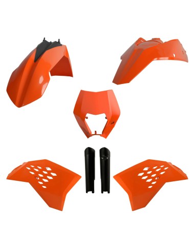 POLISPORT KOMPLET PLASTIKÓW (FULL KIT) KTM EXC/EXC-F '08-'11 W ZESTAWIE TABLICA PRZEDNIA (8666700001) I OSŁONY AMORTYZARORÓW