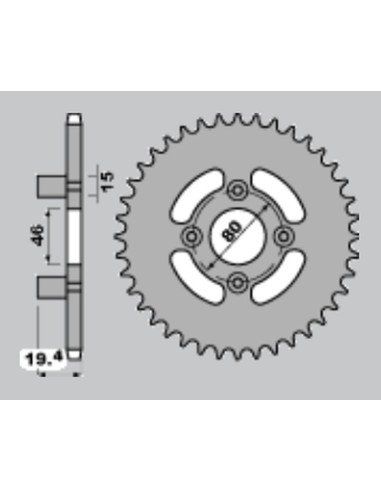 CHT ZĘBATKA TYLNA 319 46 APRILIA ET 50 82-85 (319-46) (ŁAŃC.415)