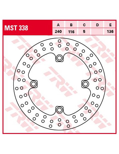 TRW LUCAS TARCZA HAMULCOWA TYŁ HONDA CBR 500 / CB 500 F / X 13-, CBF 500 04-08, CB / CBF / CBR 600 / HORNET 04-15, CB / CBR 650