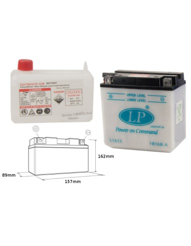 LANDPORT AKUMULATOR YB16B-A (MD LB16B-A) 12V 16AH (160X90X158) OBSŁUGOWY - ELEKTROLIT OSOBNO (2) UE2019/1148