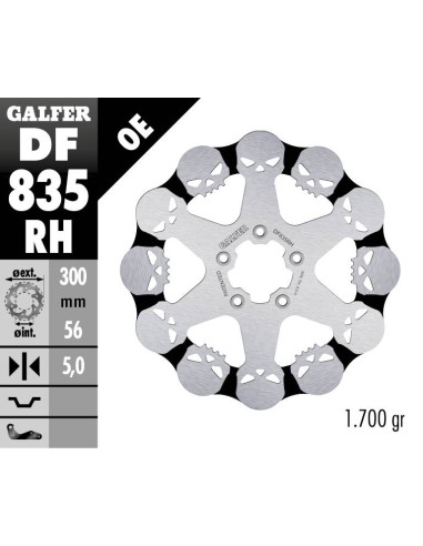 GALFER TARCZA HAMULCOWA PRZÓD HARLEY-DAVIDSON (300X56X5) SKULL (WZÓR CZASZKI)