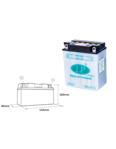 LANDPORT AKUMULATOR YB12A-A (MB LB12A-A) 12V 12AH 135X81X161 (GB12AA) OBSŁUGOWY - BEZ ELEKTROLITU (5)