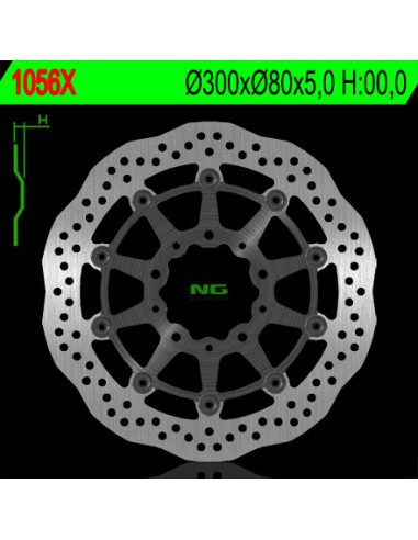 NG TARCZA HAMULCOWA PRZÓD KAWASAKI ZX6R '05-'16, ER6F/N '06-'18, KLE 650 VERSYS '07-'22, Z750, Z1000,ZX10R (300X80X5) (5X10,5MM)