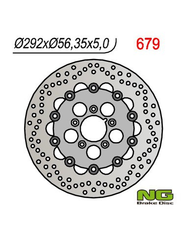 NG TARCZA HAMULCOWA PRZÓD HARLEY-DAVIDSON 883/1200/1340/1450/1584/1690/1802 PŁYWAJĄCA (292x56,3x5) (5x8,5mm)