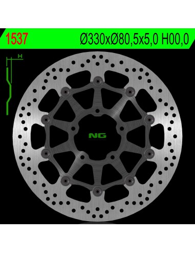 NG TARCZA HAMULCOWA PRZÓD KAWASAKI ZX 10R 16-18 (330X80,5X5) (5X10,5MM)