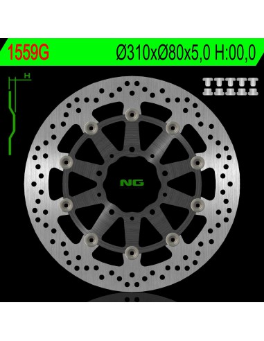 NG TARCZA HAMULCOWA PRZÓD KAWASAKI Z 1000 ABS 15-17, Z 1000 15-17, ZX6R 13-17, Z800 12-18, GTR 1400 07-18, ZZR 1400 06-18