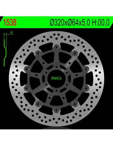 NG TARCZA HAMULCOWA PRZÓD BMW S 1000R/RR '13-'20, HP4 '12-'17, S100XR '17-'19 (320X64X5,0MM) (6X8,5MM) PŁYWAJĄCA