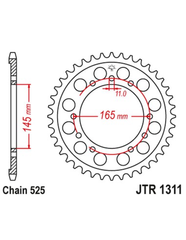 JT ZĘBATKA TYLNA 4367 44 HONDA NTV 650 BRO'S '88-91', NT/NTV/VFR 400 '87-91' (436744JT) (ŁAŃC.525)