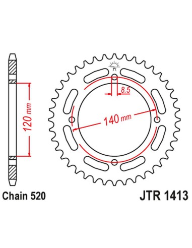 JT ZĘBATKA TYLNA 4354 39 KAWASAKI KXF A TECATE '87-88' (ATV) (435439JT) (ŁAŃC.520) NA ZAMÓWIENIE