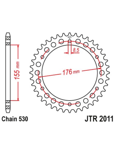 JT ZĘBATKA TYLNA 4392 43 TRIUMPH 900/955/1000 (439243JT) (ŁAŃC. 530) CZARNA