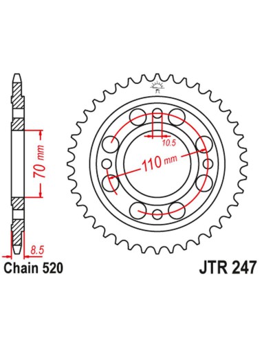 JT ZĘBATKA TYLNA 247 35 HONDA CB/CBX 250 '78-84', CB 400 N/T '81-83' (24735JT) (ŁAŃC.520)