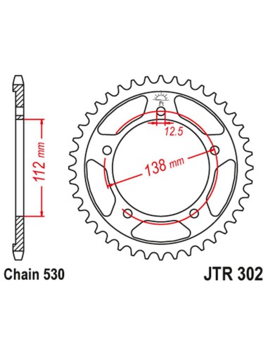 JT ZĘBATKA TYLNA 408 44 HONDA CBR 1100 XX '97-'07 (SC35) (40844JT) (ŁAŃC. 530) CZARNA